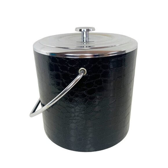 Vintage Irvinware Faux Leather Alligator Print Ice Bucket MCM - Picture 11 of 11